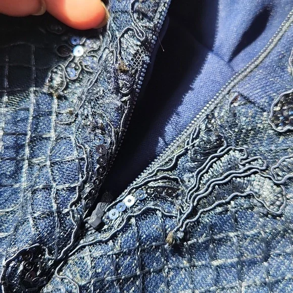 LUCCI LU, Sequins Textures Sweetheart Neckline,Elegant Navy Strapless Lace Dress - Picture 12 of 13